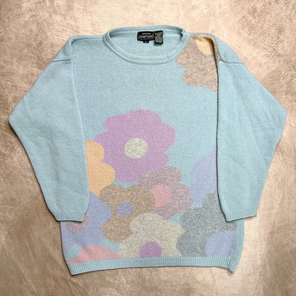 Vintage 80s Renee Tener For Jeanne Pierre Pop Art Floral Daisy Print Sweater - Picture 5 of 5